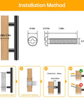 Installation guide for 24 Pack 5 Inch Stainless Steel Cabinet Pulls With Brushed Nickel Finish, showing screw measurements and hole spacing.