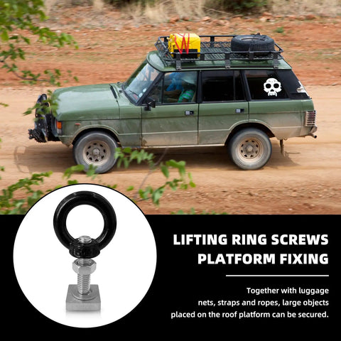 Heavy Duty 4 Pack M8 T Slot Bolts With Eye Nuts For Roof Racks, Stainless Steel T Track Bolts shown securing a roof rack on SUV