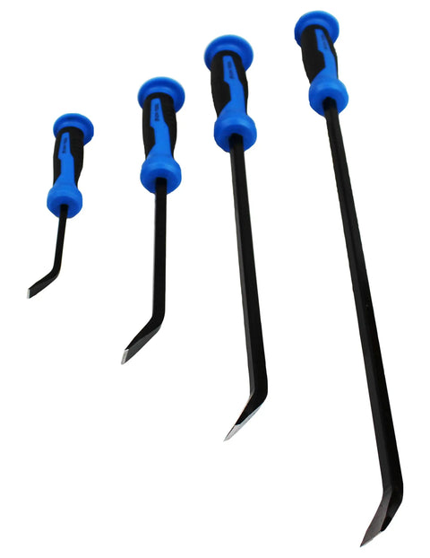 Pry Bar Set Four Piece Eight To Twenty Four Inch With Hammer Top Heavy Duty Prying Tools Non Slip Handles Forged Square Stock