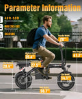 Electric Bike For Adults And Teens With 1200W Peak Motor Folding Commuter Ebike Up To 25 MPH And 30 To 45 Mile Range size details