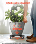 Heavy Duty Round Trash Can Dolly With 4 Lockable Wheels 440lb Capacity Adjustable 15 To 22.8 Inches Drum Roller Base with plant