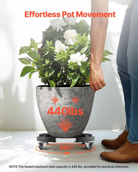 Heavy Duty Round Trash Can Dolly With 4 Lockable Wheels 440lb Capacity Adjustable 15 To 22.8 Inches Drum Roller Base with plant