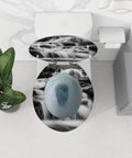Toilet Seat Round Resin for Bathroom featuring a unique design with a blue textured surface and a flowing water pattern