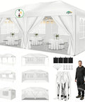 10x20 Foot Pop Up Canopy Tent Instant Shelter With 6 Sidewalls Durable Waterproof Portable Gazebo UPF 50 Plus