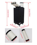 Heavy Duty Outdoor Industrial Air Conditioner Featuring Extendable Exhaust Hose For Shops And Warehouses, sleek black with multiple exhausts.