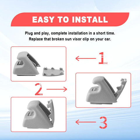 Installation steps for 2 Pack Interior Sun Visor Clips For Chevy Tahoe Silverado 1500 GMC Yukon Sierra 1500 Replacement Sun Visor Retainer Clips Gray Easy To Install Durable Plastic 2007 Through 2013
