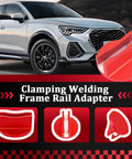Magnetic Car Jack Pad Aluminum Slotted Magnet Pinch Weld Frame Rail Adapter in red, shown near SUV for universal fit.