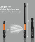 4 Inch Long Impact Torx Bit Set showing bit sizes and 2.3-inch magnetic extension, ideal for automotive and home repair tasks.