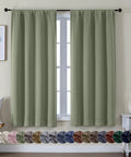 Ava Sage Green Blackout Curtains For Bedroom 2 Panels Set 40 Inch Wide By 63 Inch Long Rod Pocket Or Clip Style Thermal Insulated