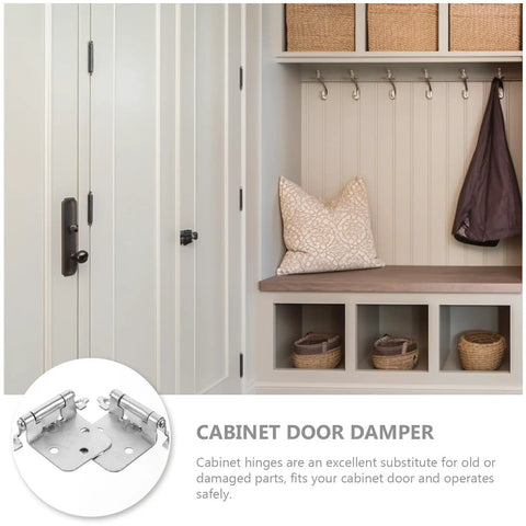 16 Piece Brushed Nickel Soft Closing Cabinet Hinges Damper 1.4mm Spring Hardware Set in hallway cabinet setup