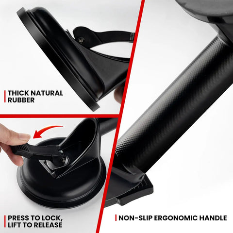 Close-up of Floor Gap Fixer Tool Kit For LVP And Laminate Floors DIY Installation featuring suction cup with thick rubber and handle.