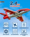 Flying Rc Plane For Adults Gnarly EDF Jet With 80mm Ducted Fan, red and white design, PNP Ready to Fly in blue sky