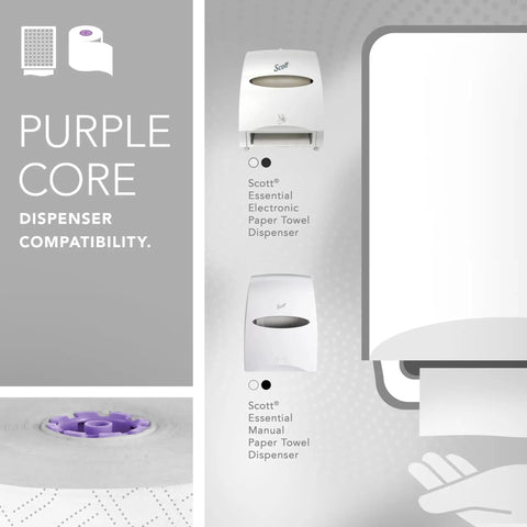Heavy Duty High Capacity Hard Roll Paper Towels With Elevated Design And Absorbency Pockets For Purple Core Dispensers white