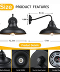 12 Inch Dusk To Dawn Outdoor Wall Sconces Set Of 3 Farmhouse Barn Lights product features and dimensions