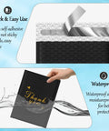 Thank You Bubble Mailers 6x10 Inch 25 Pack Self Sealing Padded Envelopes with waterproof cushioning shown with water and adhesive tape