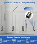4 Pack High Pressure Washer Nozzle Kit With Snap On Quick Connect Tips For Washing Machines AC Cleaning Cars And Decks Beefed Up Pro Grade Water Nozzles For Deep Clean Fits Most Electric Or Gas Pressure Washers, showing various nozzle sizes and dimensions.