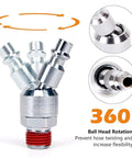 Badass 6 Pack Stainless Steel Air Hose Fittings Featuring Slick 360 Degree Rotating Coupler, showcasing rotating ball head for flexibility.
