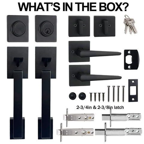 Dope Double Front Door Handleset With Keyed Entry And Dummy Lever Reversible For Left Or Right Hand Square Deadbolt Iron Black Finish Includes Hardware And 3 Keys Perfect For French Or Dual Doors