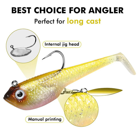 Shadtale Soft Fishing Lure With Bkk Hooks Trembly Sinking And Vibrating Paddle Tail Swimbait For Bass Trout Crappie Walleye
