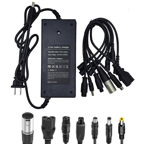Universal 58.8V 3A Lithium Battery Charger For 51.8V 50V 52V 14S E Bike Packs, Fast Safe Smart Charging, 100V-240V AC Input, 58.8V 3A Output, Charges One Battery At A Time, Includes GX16 3 Prong Plug And XLR IEC RCA Adapters