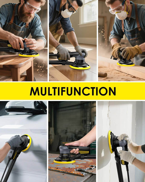 Random Orbital Sander With 360W Brushless Motor 150mm Backing Plate 6 Variable Speeds Up To 10000 RPM used for wood, car, wall sanding