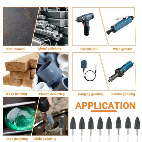 Applications of Cone Shaped Aluminum Oxide Grinding Stone Set with Quarter Inch Shank for Various Grinding and Polishing Tasks