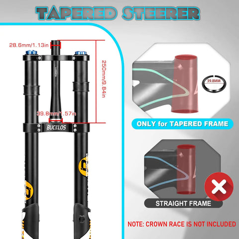 Electric Mountain Bike Front Fork With Air Suspension For 26, 27.5, And 29 Inch Wheels Inverted Downhill Design
