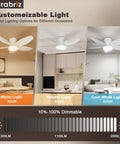 35 Inch Flush Mount Ceiling Fan With Led Light And Remote Control Clean White Low Profile Frame for various lighting options.