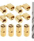 Hidden Brass Barrel Hinges For Cabinets And Drawers No Visible Hardware, 10mm Diameter, 8 Pack With Drill Bit Included, multicolor