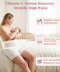 No Cap This Postpartum Recovery Maternity Underwear Is A Heckin Solid C Section Safe High Waist Breathable Mesh Panty Set on a woman holding a baby.