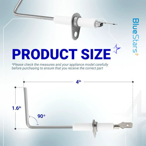 BlueStars 2-pack furnace flame sensor, model 62-23543-01, compatible with Rheem/Ruud; L-shaped sensor with insulator