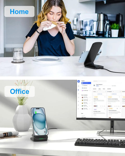 Upgraded Fast Wireless Charger Stand for Galaxy And iPhone Models No Cable Hassle at home and office setup