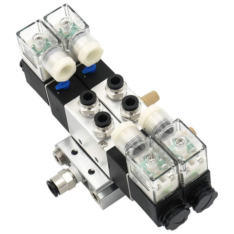 Electrical Pneumatic Twin Solenoid Valve 5/2 Way Internally Piloted, 24VDC, PT1/4 Ports, 2 Position, 0.15-0.8 MPa, manifold base
