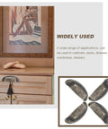 Vintage Bronze Metal Shell Cabinet Handles Set Four Pack Retro Drawer Pulls for Kitchen Cupboards and Dressers displayed on cabinet.