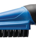 Dust Right Click-Connect Bench Brush And Dock Kit shown in blue with black soft bristles and comfort grip