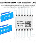 Two Pack GT U7 GPS Module For Drones And Microcontrollers With UBLOX 7th gen chip, NEO 6M compatible shown in product diagram