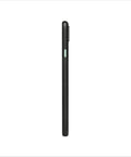 Unlocked Android Smartphone Pixel 4a Boasting A Sleek Just Black Finish And Ridiculous Battery Life Paired With A Dope 12 Megapixel Camera For Crisp Photos And Lightning Fast Speeds Perfect For Everyday Use And Travel Adventures side view showing sleek design and green button.