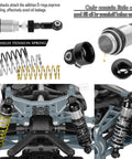 Image showing One Fourteenth Scale RC Titanium Upgrade Kit With Front And Rear Big Bore Shocks and components for 14301 14302.