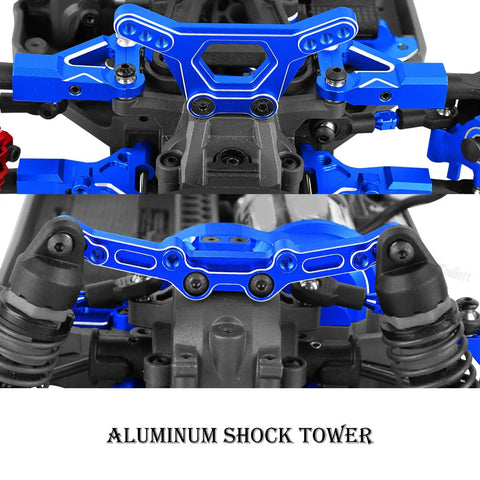 Alloy Upgrade Kit For 1 tenth Scale 4TEC Drift Ford Mustang RC Car aluminum shock tower detail in navy blue