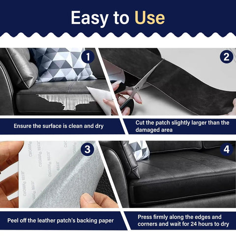 Steps to use Self Adhesive Leather Repair Patch Tape For Car Seats And Furniture, Heavy Duty Vinyl Repair Patch For Couches And Sofas