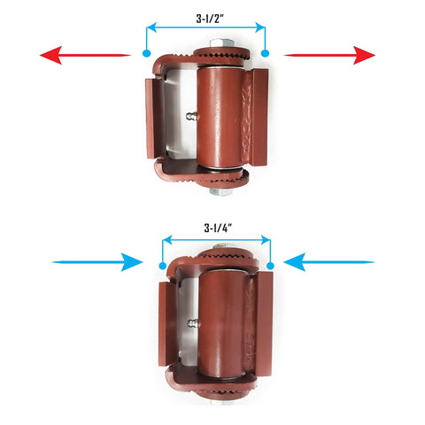 Badass Heavy Duty Adjustable Gate Hinge For Driveway Round Mound Mount With Grease Zerk And Wide Weld Footprint, showing size 3-1/2" and 3-1/4".