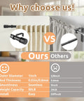 Comparison of outdoor curtain rods with matte black finish and wall mount, highlighting thickness, weight capacity, and installation ease.