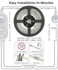 Dual Sensor Stair Lights Indoor Motion Light Strip Plug In Night Light 6000K Cold White UL 12V Adapter Dimmer And Timer