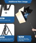 Pro 16x16 Softbox Lighting Kit setup steps with 85W LED remote control, showing adjustable stand and light angle direction.