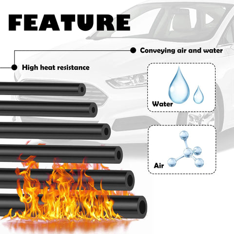 All In One Vacuum Line Kit With Six Five Foot Silicone Hoses In One Eighth To Three Eighth Inch Diameters And 64 Connectors image showing high heat resistance feature.