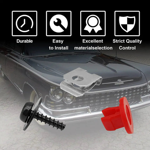 30 Piece T30 Torx Engine Splash Shield Undertray Screws Kit With Red Nylon Lower Nuts And U Clip Nuts shown with classic car