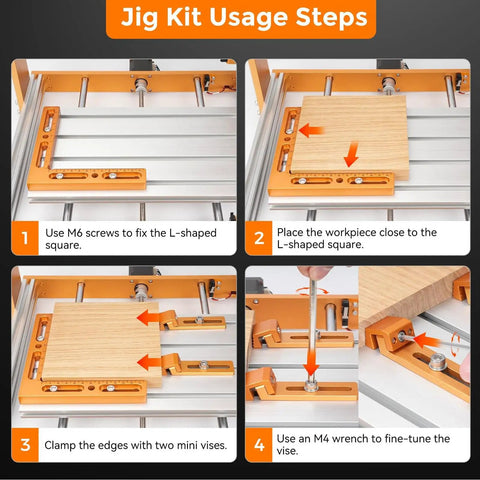 Step-by-step setup of CNC Workpiece Positioning Fixture Kit With Side Clamping Vise on a T-slot table