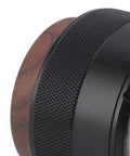 Top Tier 51Mm Black Coffee Distributor And Espresso Tamper For Baristas Stainless Steel Tool, ergonomic grip detail.