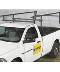 Heavy Duty Steel Utility Truck Rack With 1000 Pound Load Capacity Adjustable for most full size beds on white truck