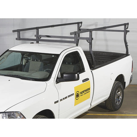 Heavy Duty Steel Utility Truck Rack With 1000 Pound Load Capacity Adjustable for most full size beds on white truck